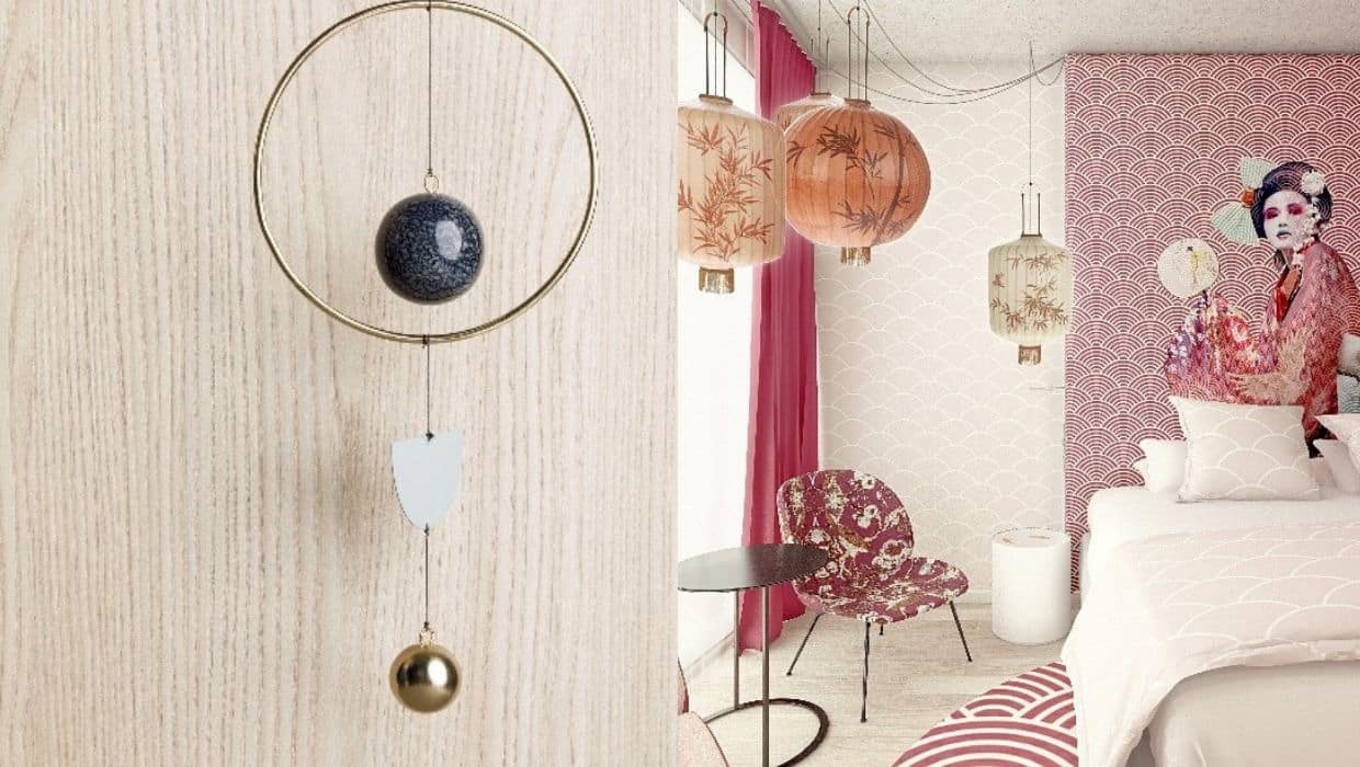 Inspiratiebeelden Japan hout en roze hotelkamer 