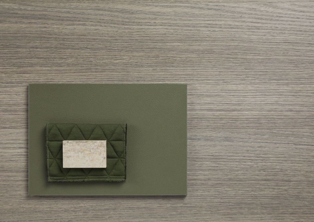 Sfeerbeeld van eikenhout S184 Quercia met een leerstaal en stofstaal