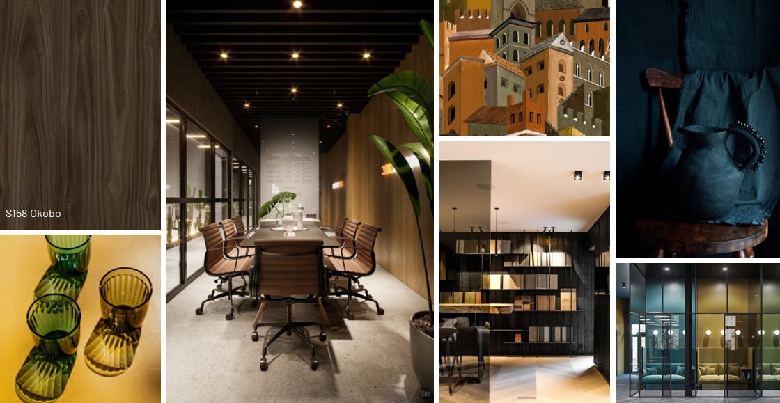 Moodboard voor boardroom nieuwe bedrijfspand DecoLegno
