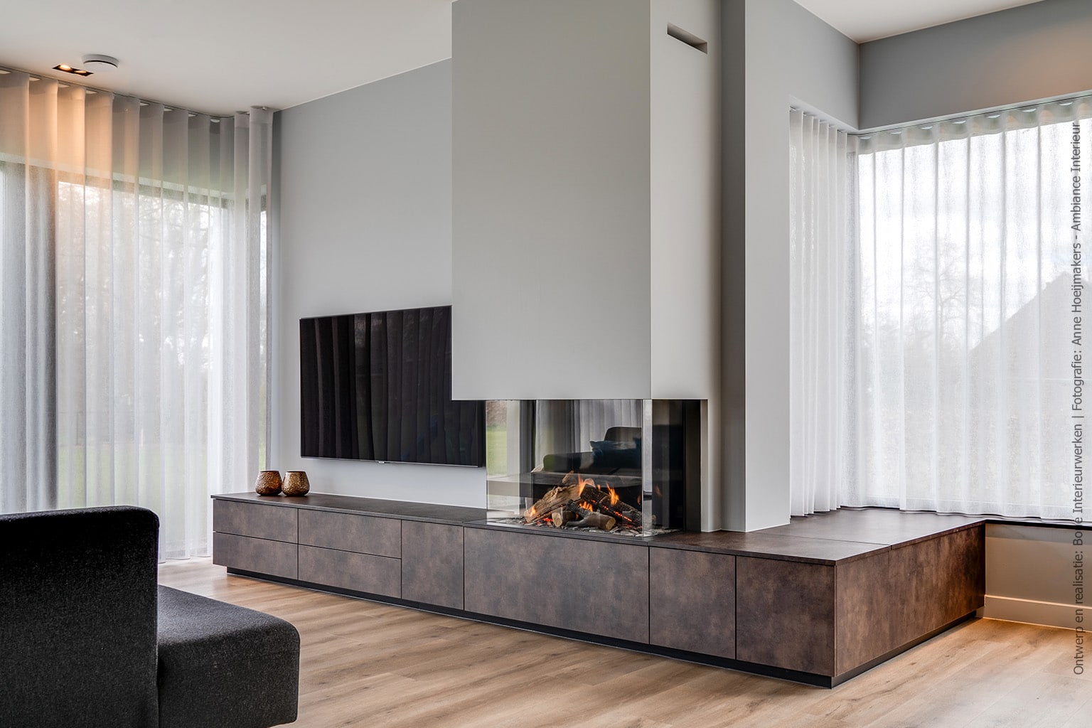 Haardmeubel uitgewerkt in de FA33 Primofiore van Cleaf