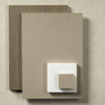 Moodboard van de FD10 Taranta, waarin een zandkleurig decor wordt gecombineerd met voelbare poriën die de beleving geven van steen