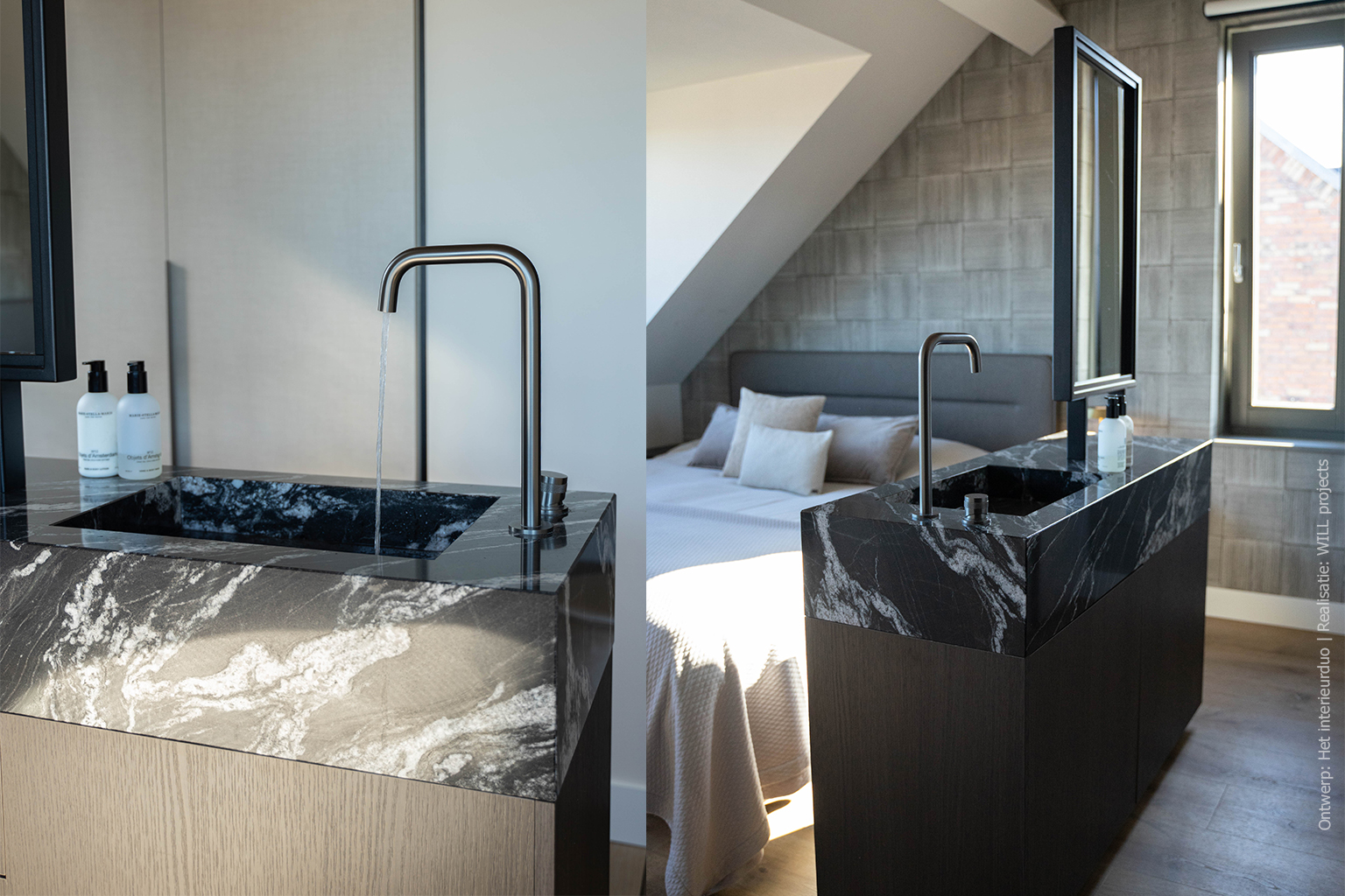 Luxe wasmeubel in donker eiken decor