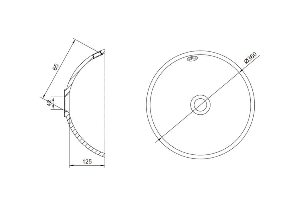 product Tekening met maatvoering waskom Brussel