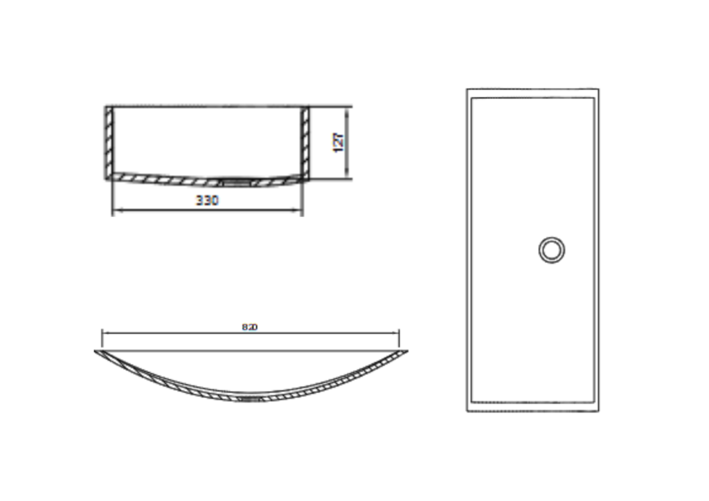 product Tekening met maatvoering waskom Lissabon