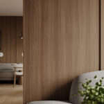 Renderafbeelding van een detailafbeelding van wandafwerking in de LS95 Matrice