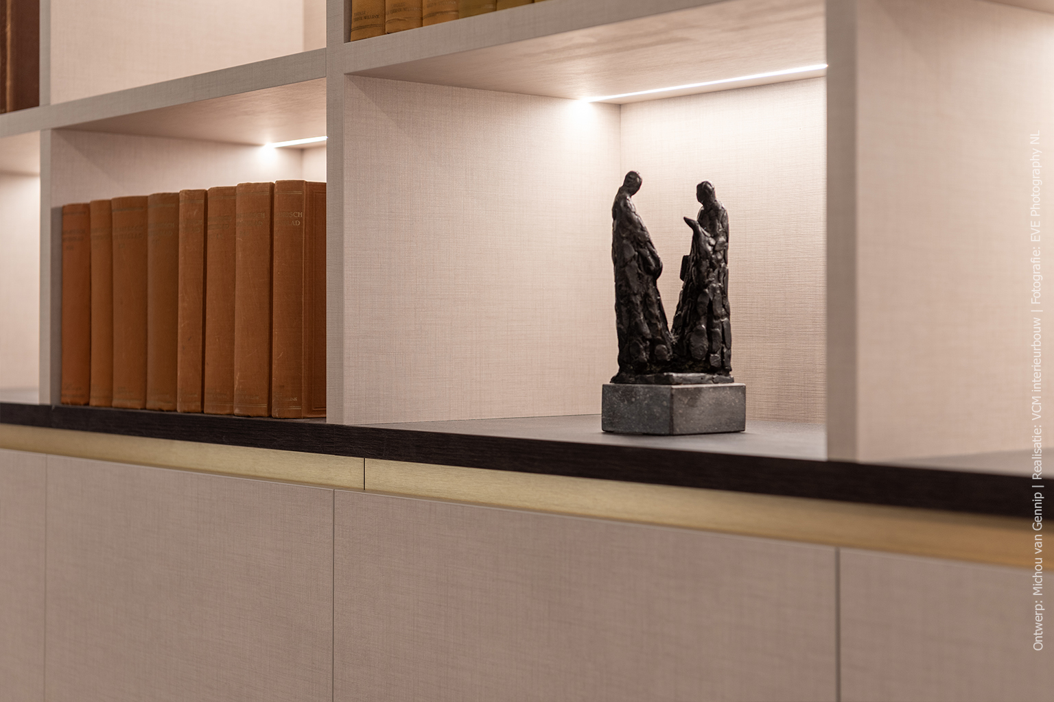 Detailfoto van maatwerk kast in linnenstructuur FA44 Penelope