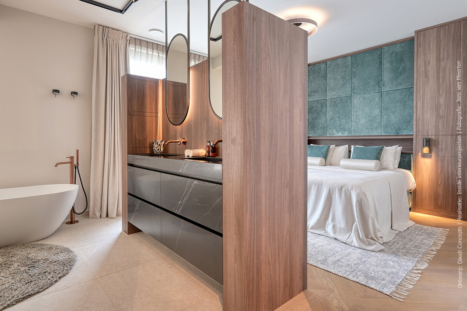 Warmbruin walnotendecor vormt de basis voor rust en ontspanning