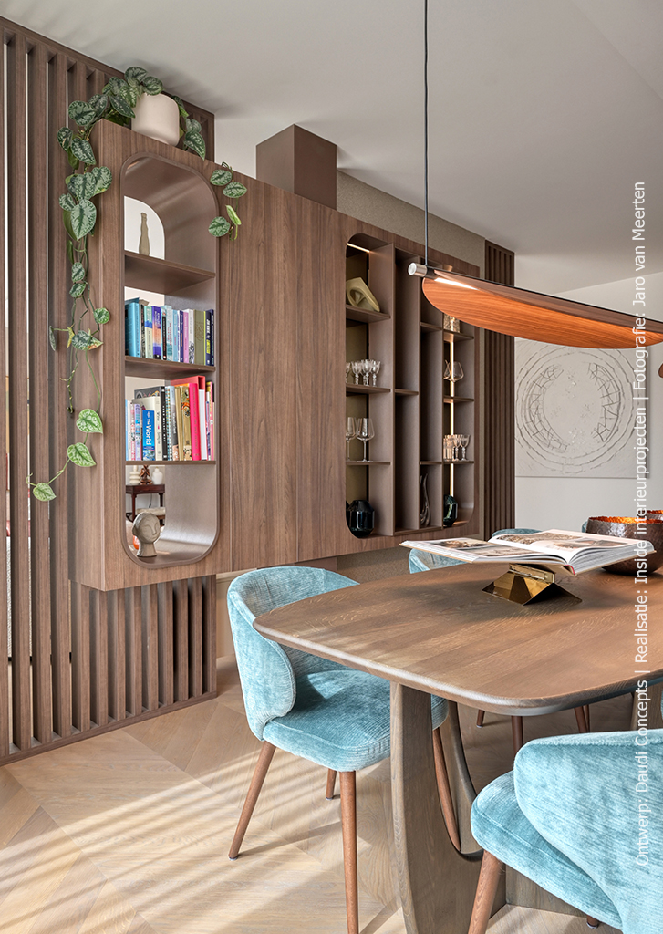 Maatwerk meubel in warm bruine LS14 Poro Noce met walnoothout decor